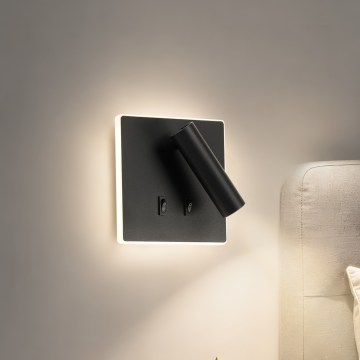 BRILAGI - Aplique de parede tipo spot LED ZAYA DOUBLE LED/8W/230V + LED/3W preto