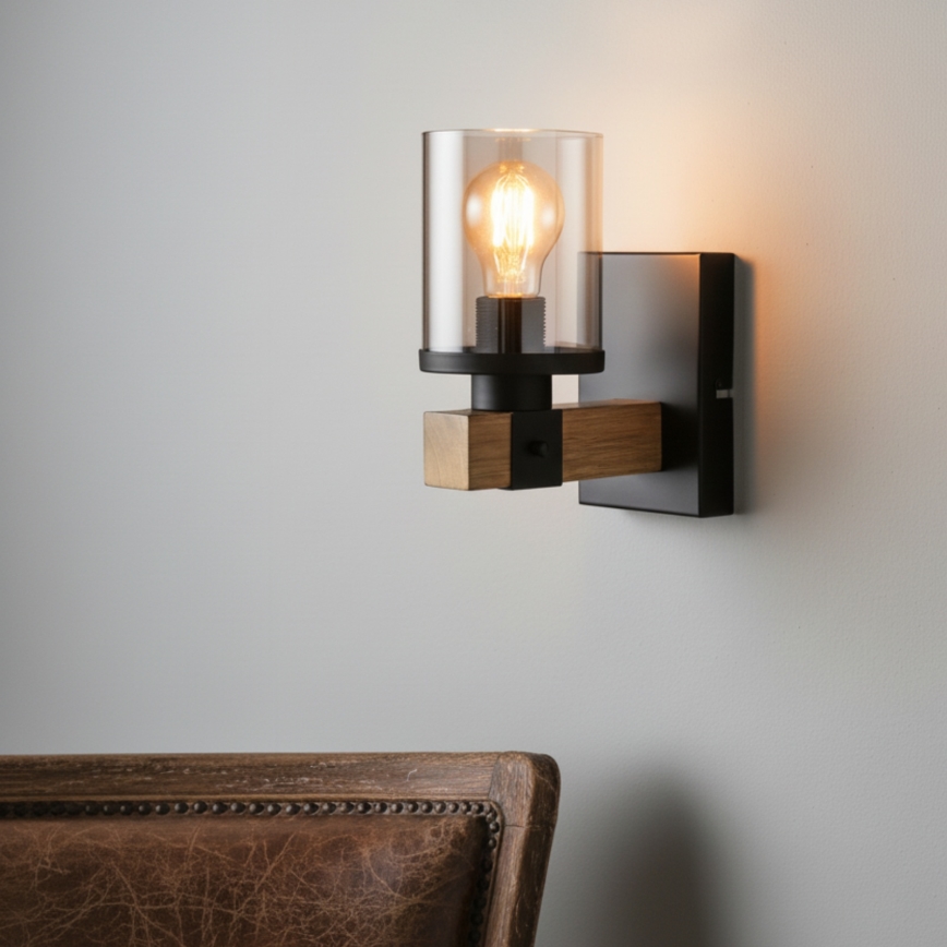 Brilagi - Aplique de parede VISTA 1xE27/60W/230V, acabamento em carvalho