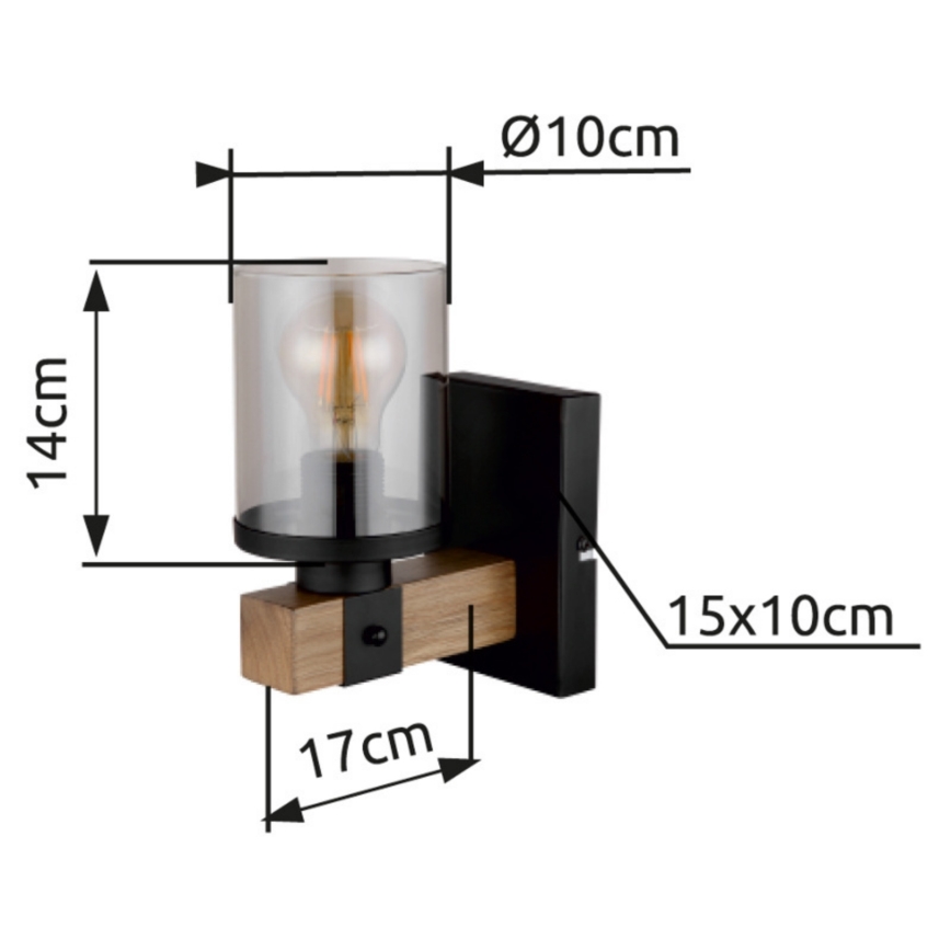 Brilagi - Aplique de parede VISTA 1xE27/60W/230V, acabamento em carvalho