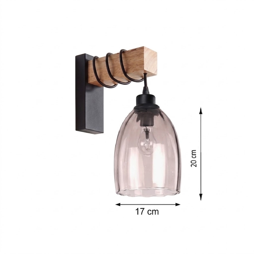 BRILAGI - Candeeiro de parede WOOD GLASS 1xE27/60W/230V pinho/preto/bege fumado