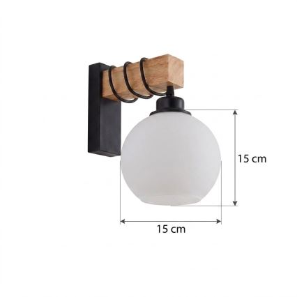 BRILAGI - Aplique de parede WOOD GLASS 1xE27/60W/230V pinho/preto/branco