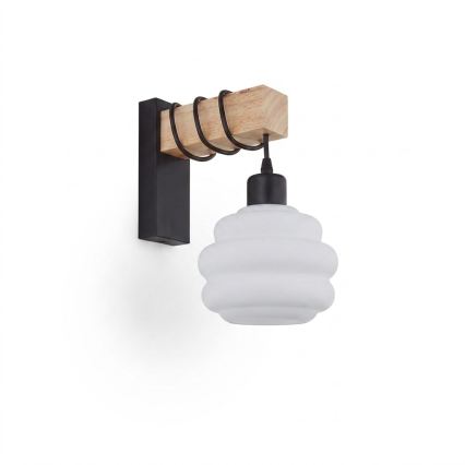 Brilagi - Aplique de parede WOOD GLASS 1xE27/60W/230V pinho/preto/branco