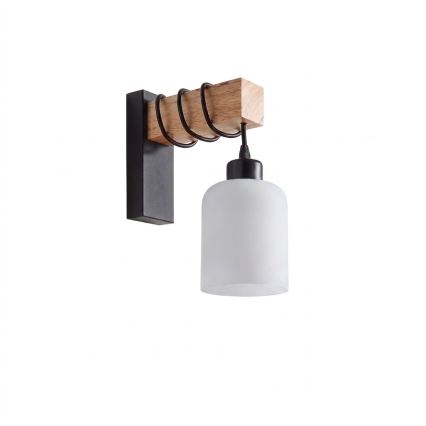 BRILAGI - Aplique de parede WOOD GLASS 1xE27/60W/230V pinho/preto/branco
