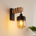 Brilagi - Aplique de parede WOOD GLASS 1xE27/60W/230V pinho/preto/castanho fumê