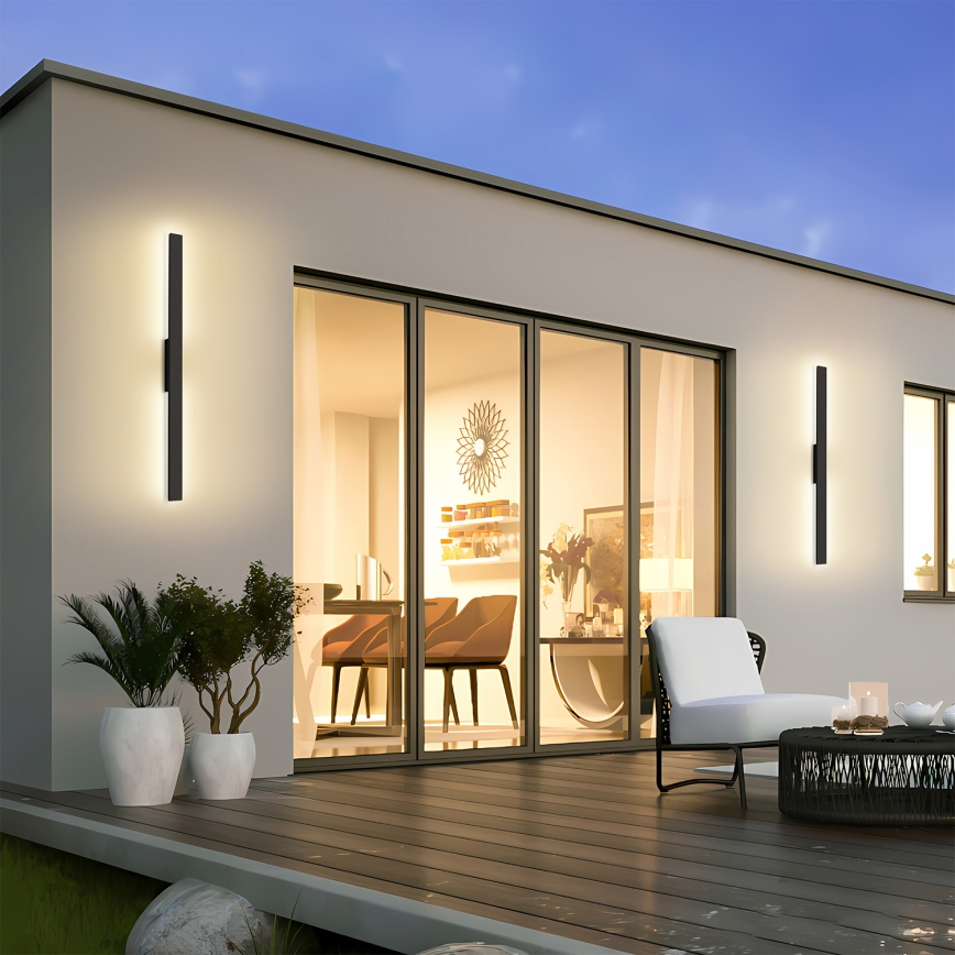 Brilagi - Arandela LED exterior LUNA LED/24W/230V 3000K IP65 100 cm preta IRC 90