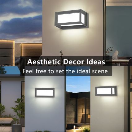 Brilagi - Aplique de parede exterior LED PARKER LED/12W/230V 3000/4500/6000K cinzento IP44