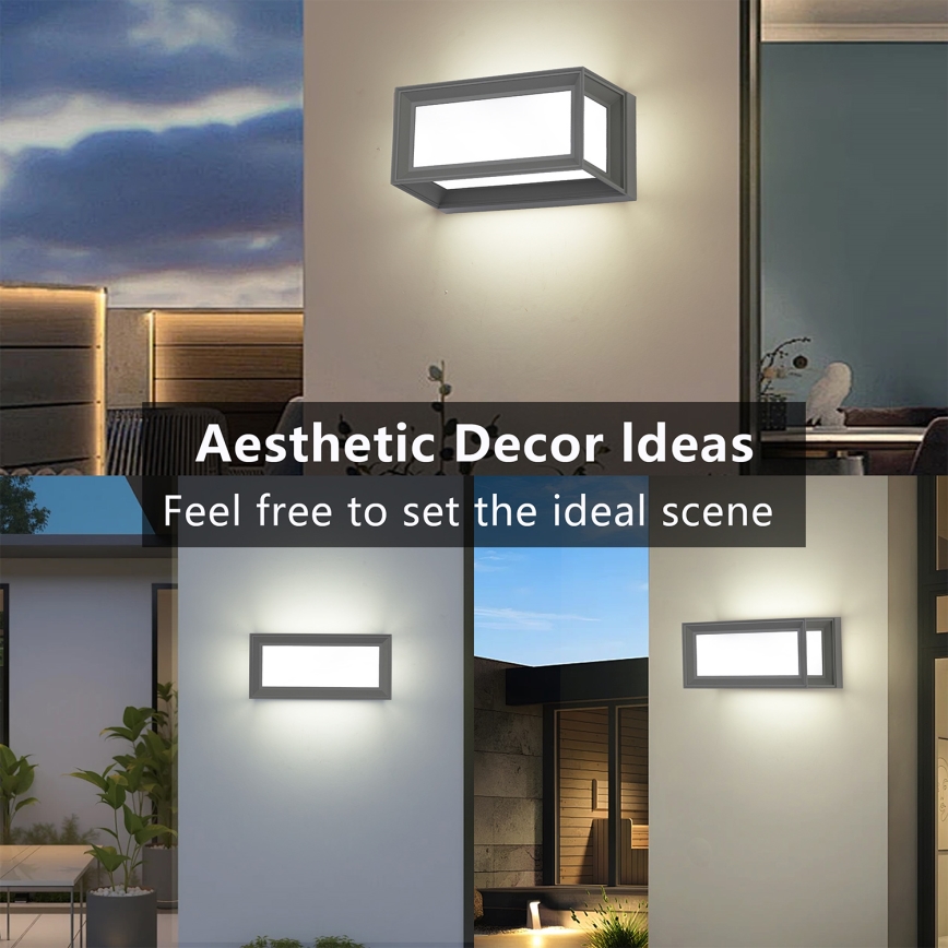 Brilagi - Aplique de parede exterior LED PARKER LED/12W/230V 3000/4500/6000K cinzento IP44