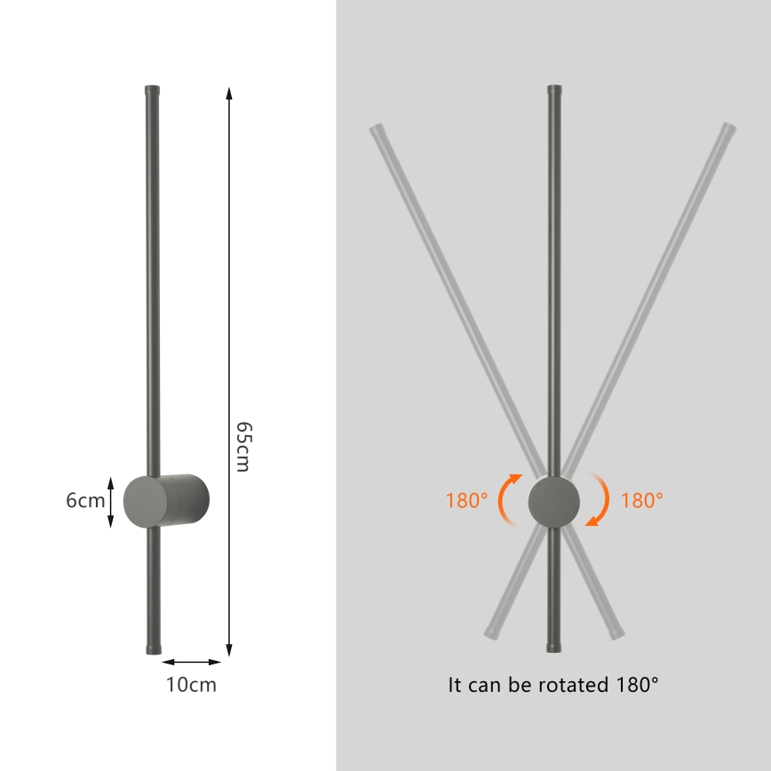 Brilagi - Aplique de parede exterior LED AURA LED/12W/230V 3000K IP54 65 cm antracite CRI 90