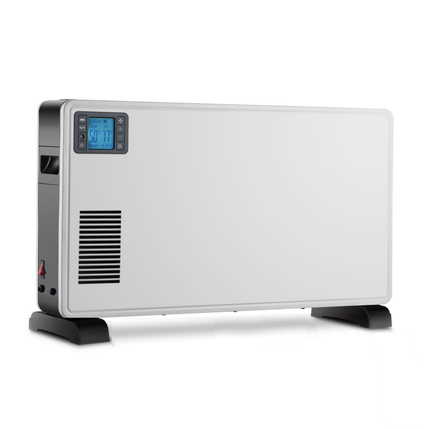 Brilagi - Aquecedor elétrico direto/convector 1000/1300/2300W LCD/temporizador/TURBO/termostato branco + controlo remoto