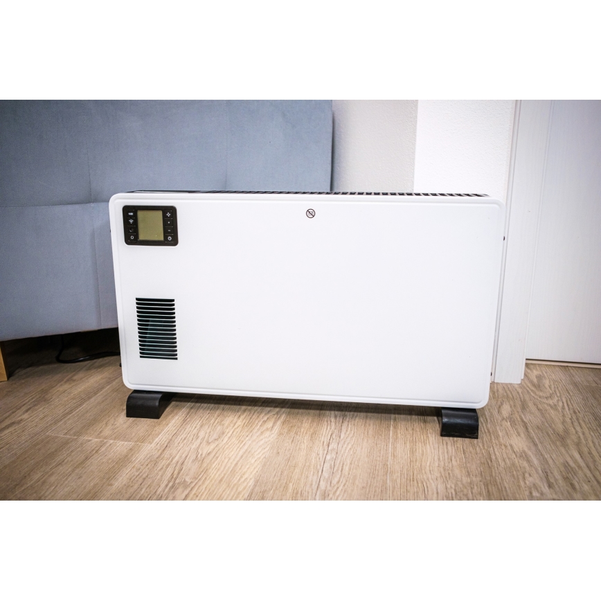 Brilagi - Aquecedor elétrico direto/convector 1000/1300/2300W LCD/temporizador/TURBO/termostato branco + controlo remoto