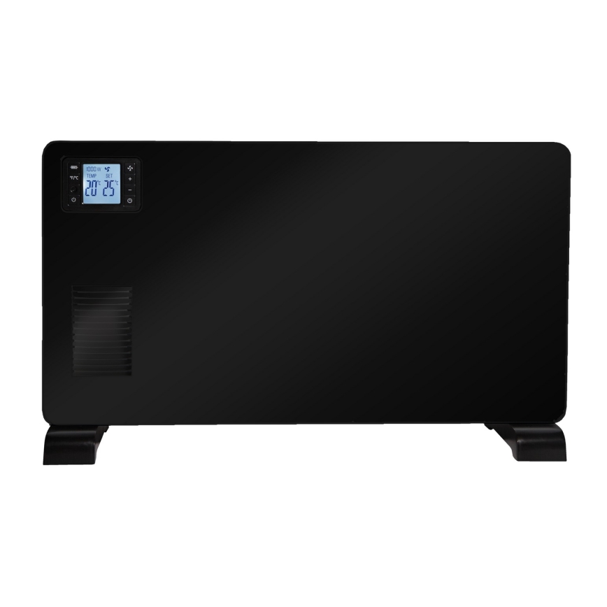 Brilagi - Aquecedor elétrico/convector 1000/1300/2300W LCD/temporizador/TURBO/termostato preto + controlo remoto