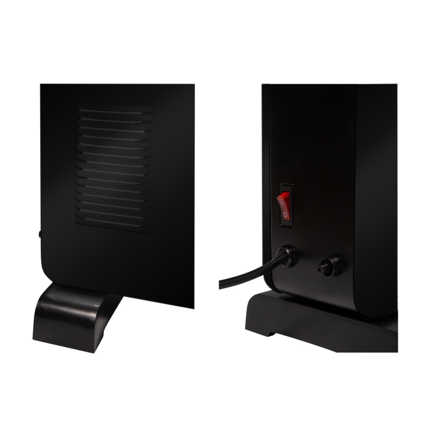 Brilagi - Aquecedor elétrico/convector 1000/1300/2300W LCD/temporizador/TURBO/termostato preto + controlo remoto