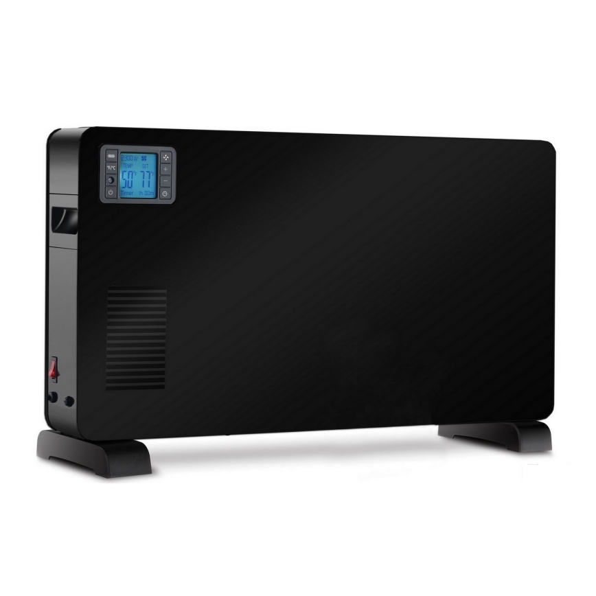 Brilagi - Aquecedor elétrico/convector 1000/1300/2300W LCD/temporizador/TURBO/termostato preto + controlo remoto