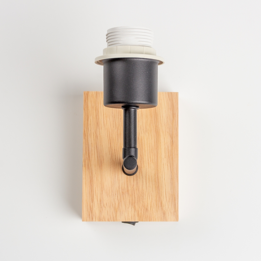 Brilagi - Candeeiro de parede infantil BOBO WOOD 1xE27/25W/230V carvalho/preto/branco/animais
