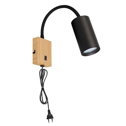 Brilagi - Aplique de parede flexível com interruptor SELE 1xGU10/30W/230V preto/efeito carvalho