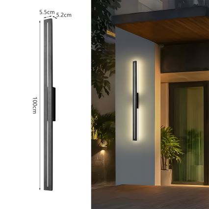 Brilagi - Aplique LED de parede para exterior LINEO LED/24W/230V 4000K IP65 100 cm preto IRC 90