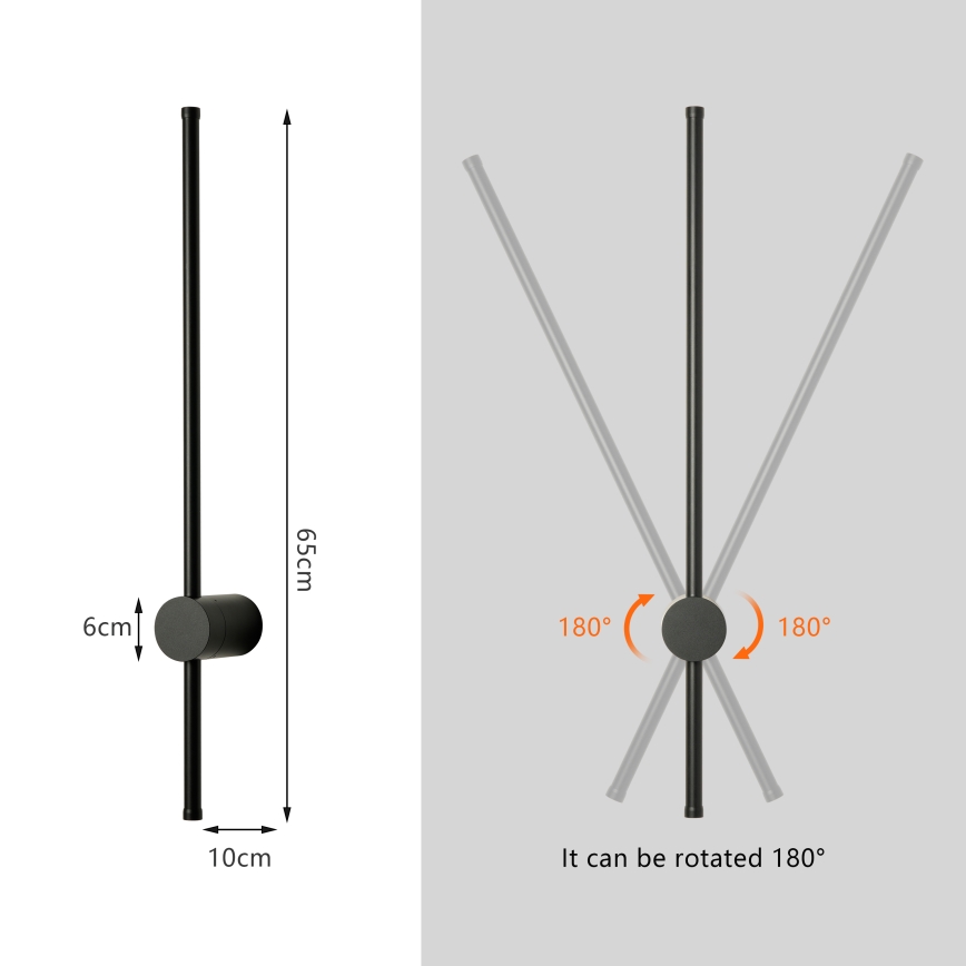 Brilagi - Aplique de parede exterior AURA LED/12W/230V 4000K IP54 65 cm preto IRC 90