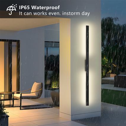 Brilagi - Aplique de parede exterior LUNA LED/30W/230V 3000K IP65 150 cm preto IRC 90