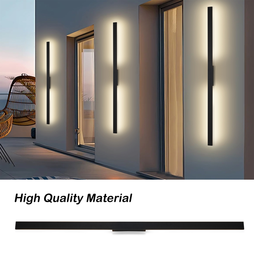 Brilagi - Aplique de parede exterior LUNA LED/30W/230V 3000K IP65 150 cm preto IRC 90