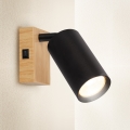 Brilagi - Arandela spot de parede com interruptor SELE 1xGU10/30W/230V preto/decor carvalho