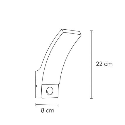 Brilagi - Luminária de parede LED para exterior com sensor ARCELO LED/9W/230V IP44