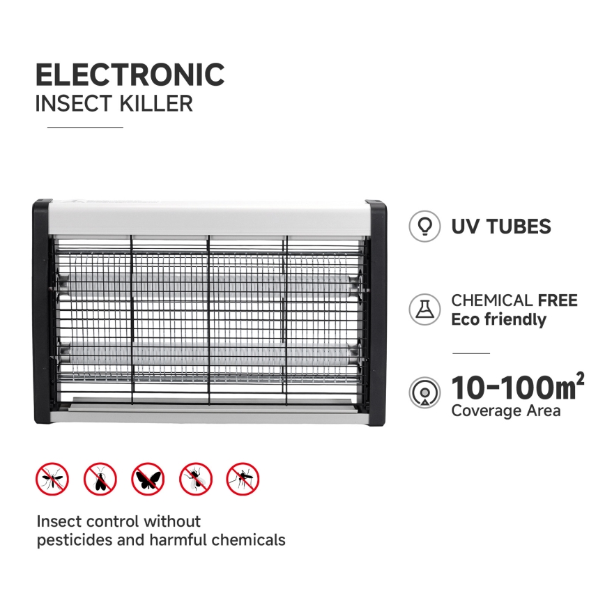 Brilagi - Armadilha eléctrica para insectos 2xUV/18W/230V 100 m2