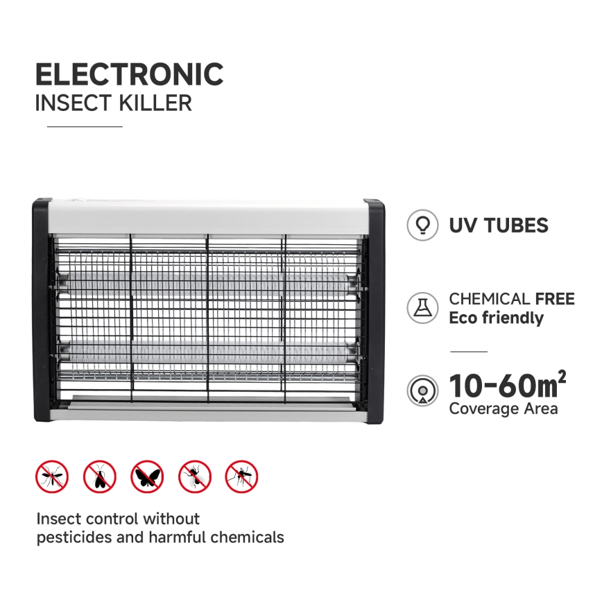 Brilagi - Armadilha elétrica para insetos 2xUV/10W/230V 60 m2