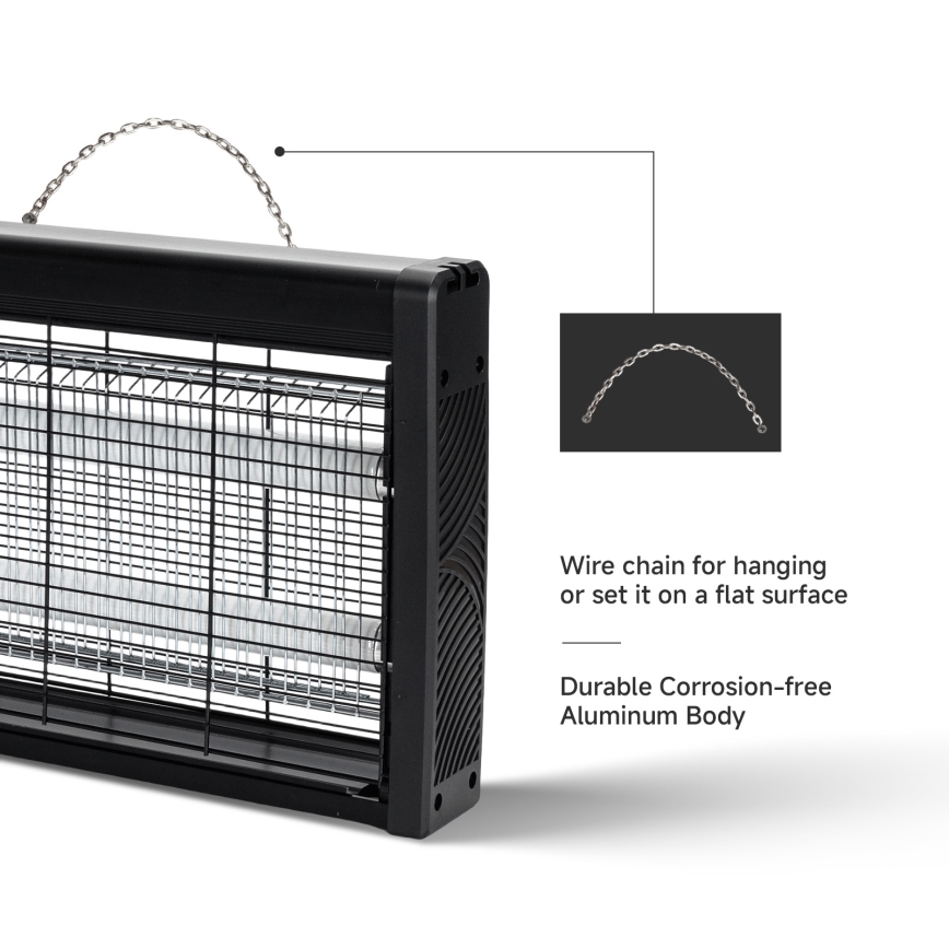 Brilagi - Armadilha elétrica para insetos 2xUV/10W/230V 60 m2 preta