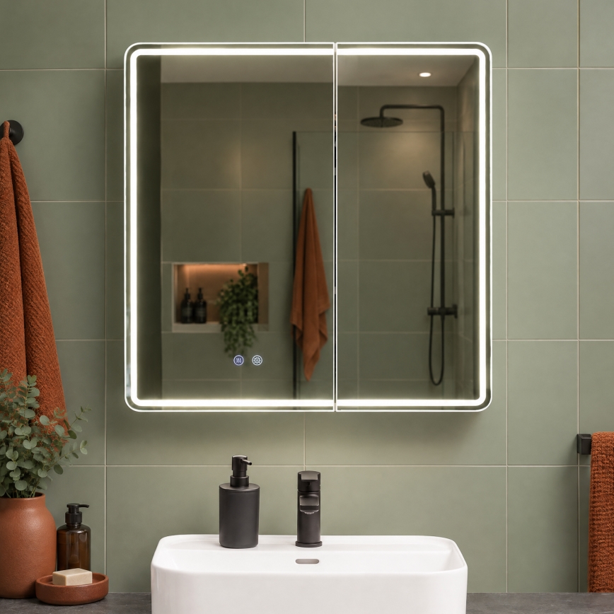BRILAGI - Armário de banheiro espelhado com iluminação LED NOTO DOUBLE 78x70 cm