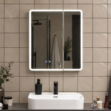 BRILAGI - Armário de casa de banho com espelho e iluminação LED NOTO DOUBLE 60x65 cm