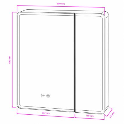 BRILAGI - Armário de casa de banho com espelho e iluminação LED NOTO DOUBLE 60x65 cm