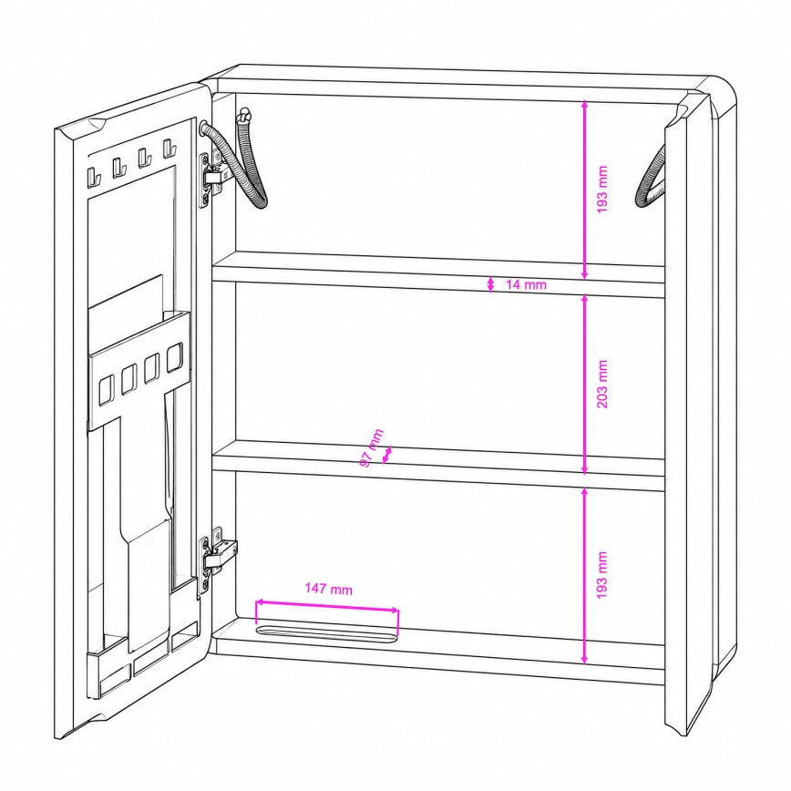 BRILAGI - Armário de casa de banho com espelho e iluminação LED NOTO DOUBLE 60x65 cm