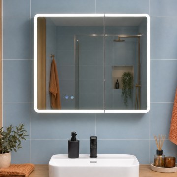 BRILAGI - Armário de casa de banho com espelho e iluminação LED NOTO DOUBLE 78x65 cm