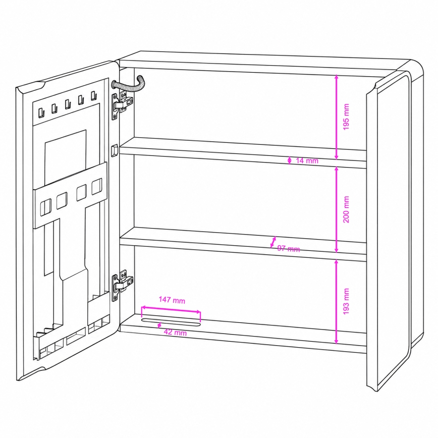 BRILAGI - Armário de casa de banho com espelho e iluminação LED NOTO DOUBLE 78x65 cm