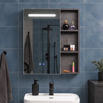 BRILAGI - Armário de casa de banho espelhado com iluminação LED integrada TRABIA SINGLE 60x70 cm