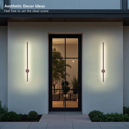 Brilagi - AURA Aplique de parede exterior LED/12W/230V 3000K IP54 65 cm castanho CRI 90