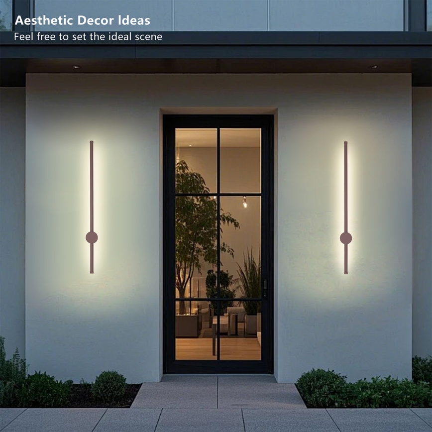 Brilagi - AURA Aplique de parede exterior LED/12W/230V 3000K IP54 65 cm castanho CRI 90