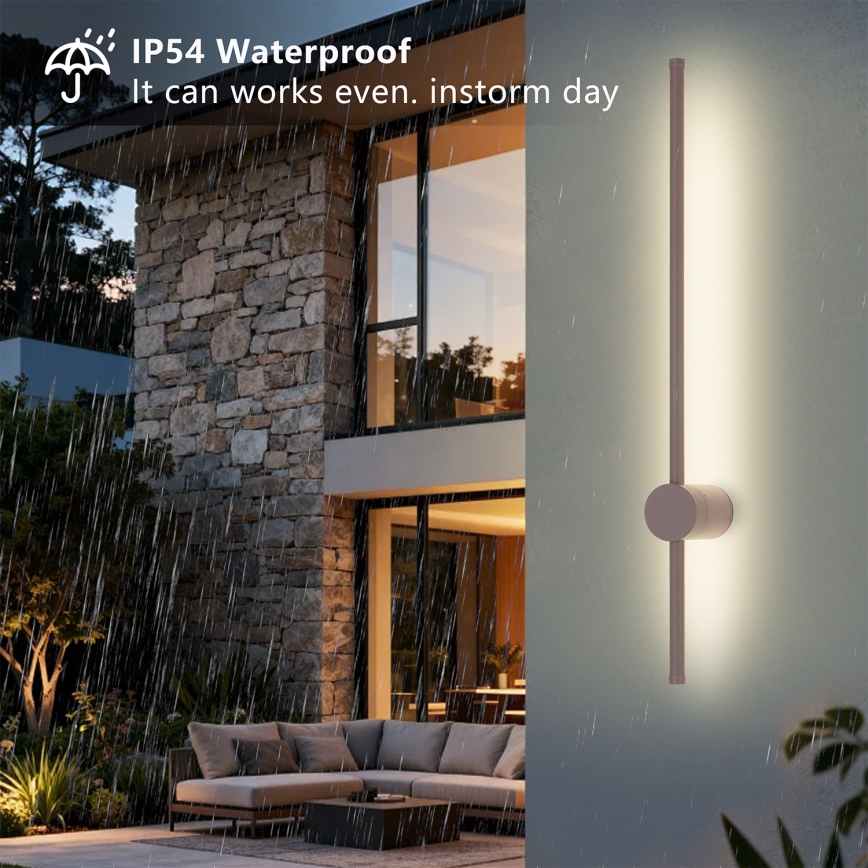 Brilagi - AURA Aplique de parede exterior LED/12W/230V 3000K IP54 65 cm castanho CRI 90