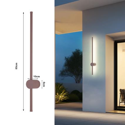 Brilagi - AURA Aplique de parede exterior LED/12W/230V 3000K IP54 65 cm castanho CRI 90