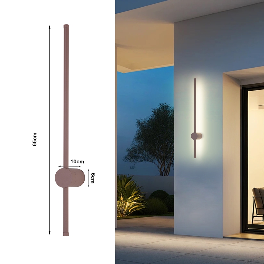 Brilagi - AURA Aplique de parede exterior LED/12W/230V 3000K IP54 65 cm castanho CRI 90
