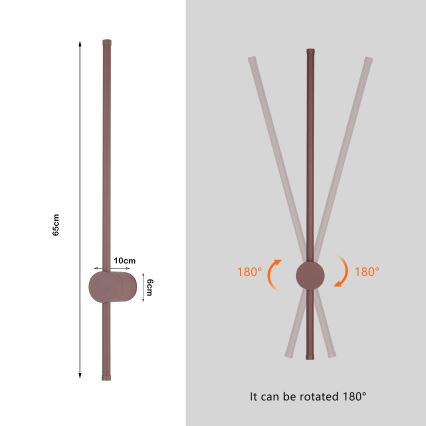 Brilagi - AURA Aplique de parede exterior LED/12W/230V 3000K IP54 65 cm castanho CRI 90