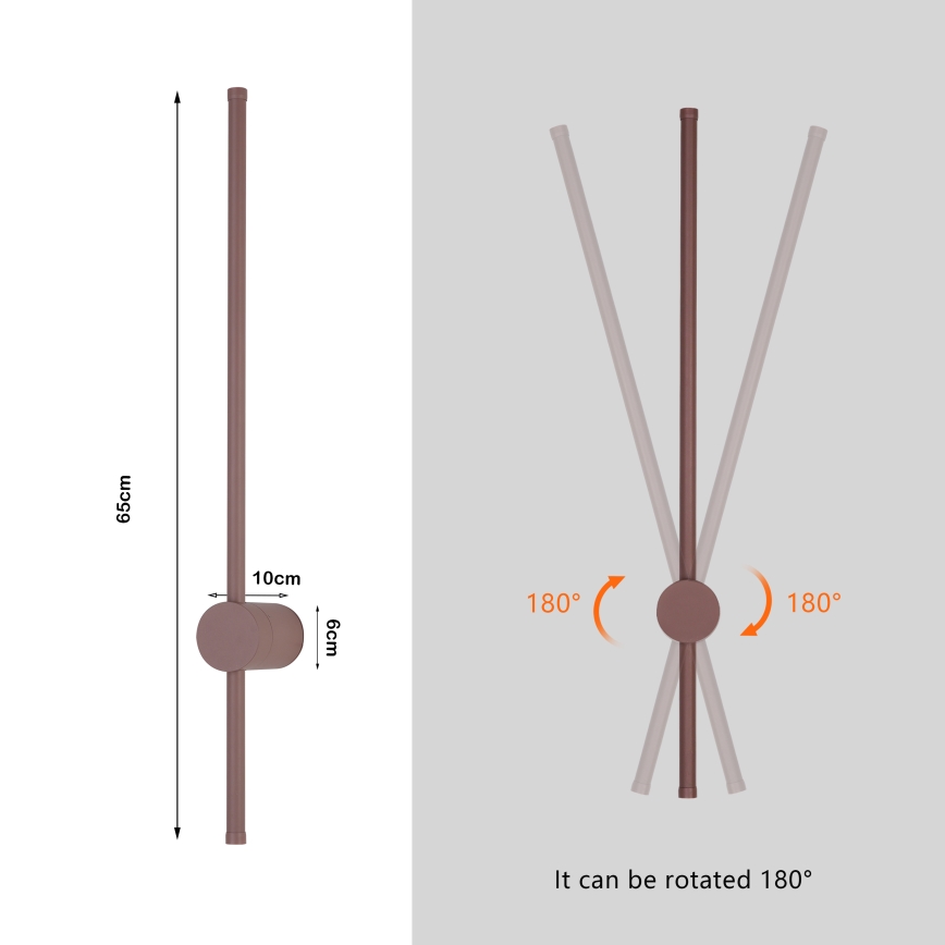 Brilagi - AURA Aplique de parede exterior LED/12W/230V 3000K IP54 65 cm castanho CRI 90
