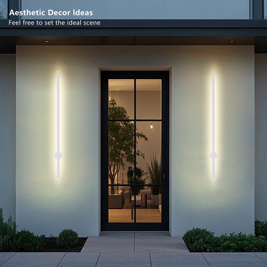 Brilagi - Aplique de parede exterior LED AURA 20W, 230V, 3000K, IP54, 97 cm, branco, CRI 90