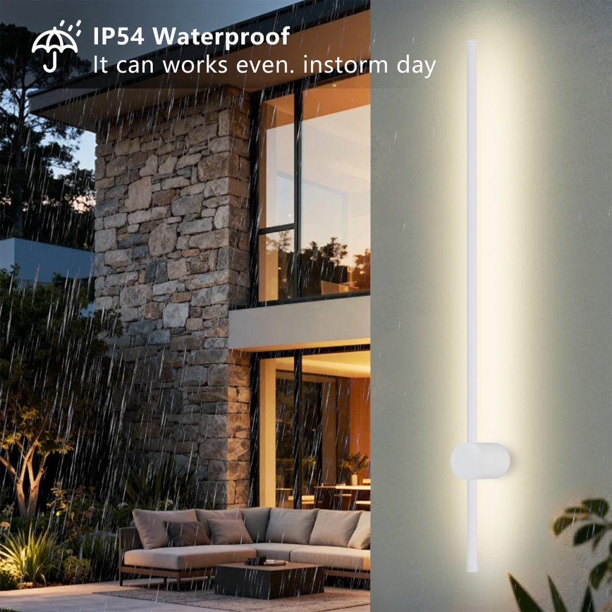 Brilagi - Aplique de parede exterior LED AURA 20W, 230V, 3000K, IP54, 97 cm, branco, CRI 90