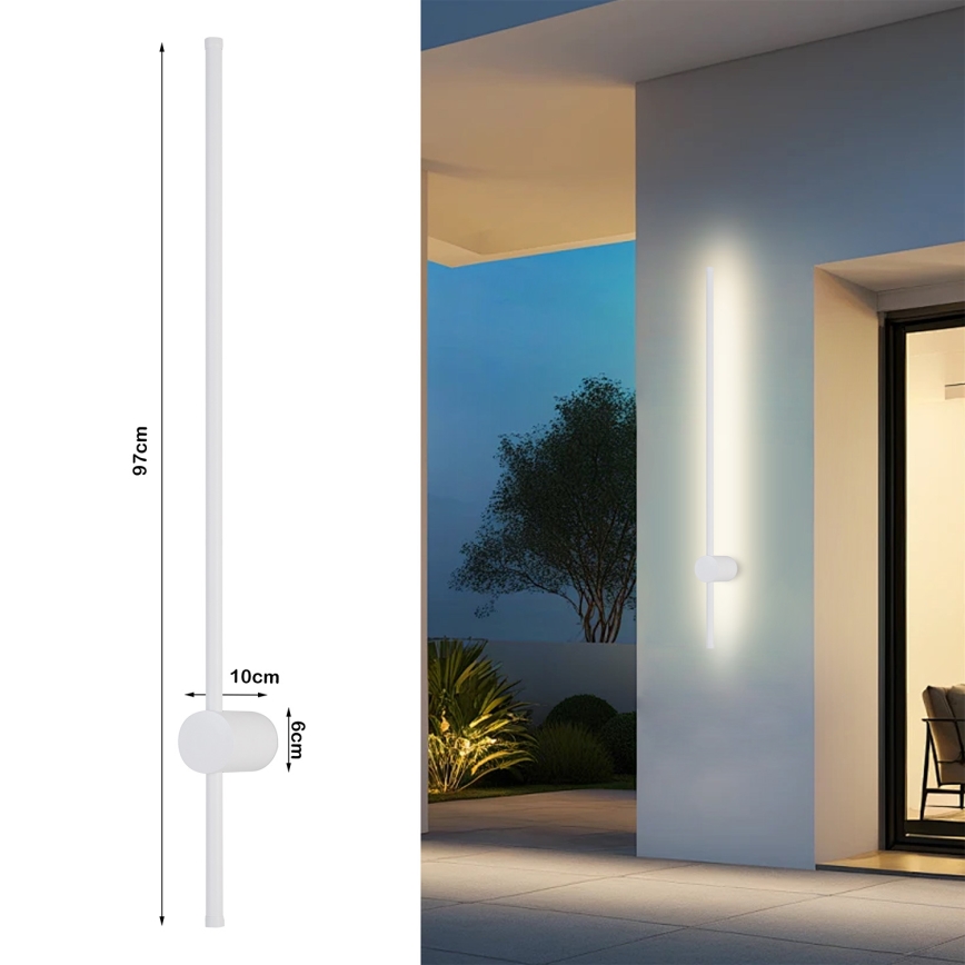 Brilagi - Aplique de parede exterior LED AURA 20W, 230V, 3000K, IP54, 97 cm, branco, CRI 90