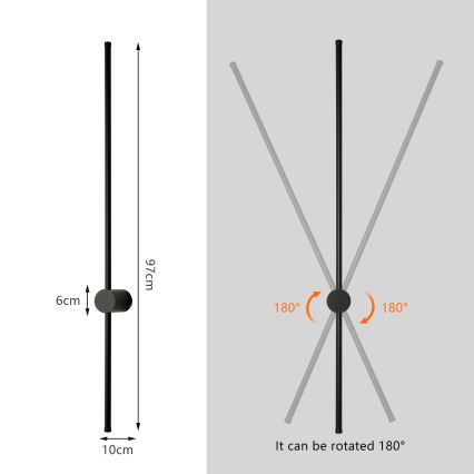 Brilagi - Aplique de parede LED para exterior AURA LED/20W/230V 4000K IP54 97 cm preto CRI 90
