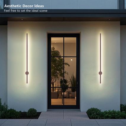 Brilagi - LED Aplique de parede exterior AURA LED/20W/230V 3000K IP54 97 cm castanho IRC 90