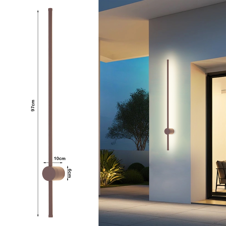 Brilagi - LED Aplique de parede exterior AURA LED/20W/230V 3000K IP54 97 cm castanho IRC 90