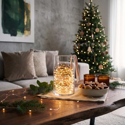 Brilagi - Cadeia de luzes LED de Natal 100xLED/3xAA 10m branco quente