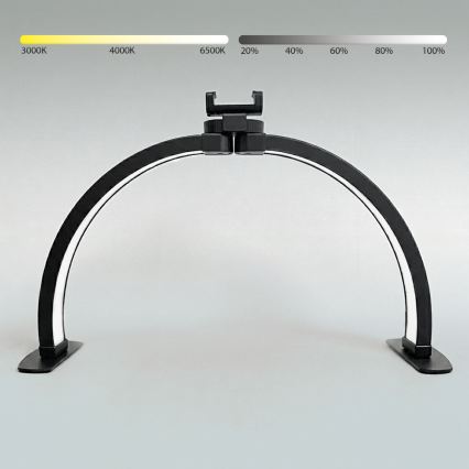 Brilagi - Candeeiro de mesa arqueado LED regulável com suporte RADIO LED/25W/24/230V 3000/4000/6500K preto